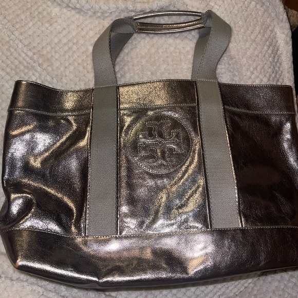 Tory Burch Silver and Gray Tote Bag - Picture 1 of 2
